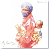 Rwanda Mother and Child watercolor Gerrity