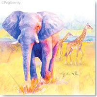 African Elephant watercolor Illustration by Peg Gerrity