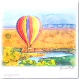Hot Air Balloon over Masai Mara National Reserve, Kenya - watercolor by Gerrity