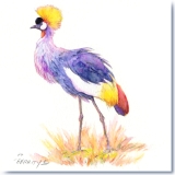 Black Crowned Crane Watercolor Painting by Gerrity