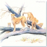 Neema and 11 mo cubs Kicheche Gerrity Cheetah Watercolor