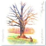 Old Oak with Henry Watercolor by Gerrity
