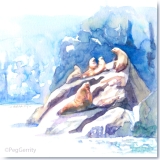 Steller Sea Lions Watercolor by Gerrity