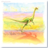 Watercolor Gallimimus Dinosaur by Peg Gerrity