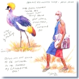 Black Crowned Crane and Julius Koriata Watercolor Painting by Gerrity