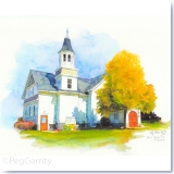 Monica and Tyler's Wisconsin Church Home Watercolor by Peg Gerrity