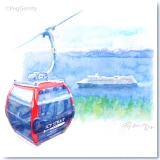 Gondola at Icy Strait Point near Hoonah, Alaska - Watercolor by Gerrity