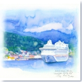 Ketchikan Alaska Cruise Port Watercolor by Gerrity