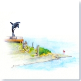 Icy Strait Point Orca Sculpture Watercolor by Gerrity