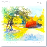 Watercolor of The Hollows Pond by Peg Gerrity