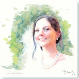 Watercolor Wedding Portrait of Veronica Dudgeon by Peg Gerrity