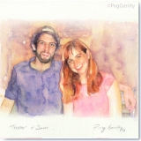 Watercolor Portrait of Trevor Conrad and Sam Bond by Peg Gerrity